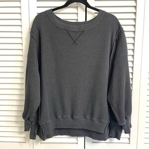 American Eagle XS This Feels Seriously Lived In Gray Waffle Knit Oversized Top